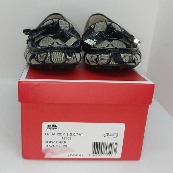 Coach Frida Signature Logo Womens Pre-owned Slip-on Black/White Flats - sz. 6B - Picture 2 of 7